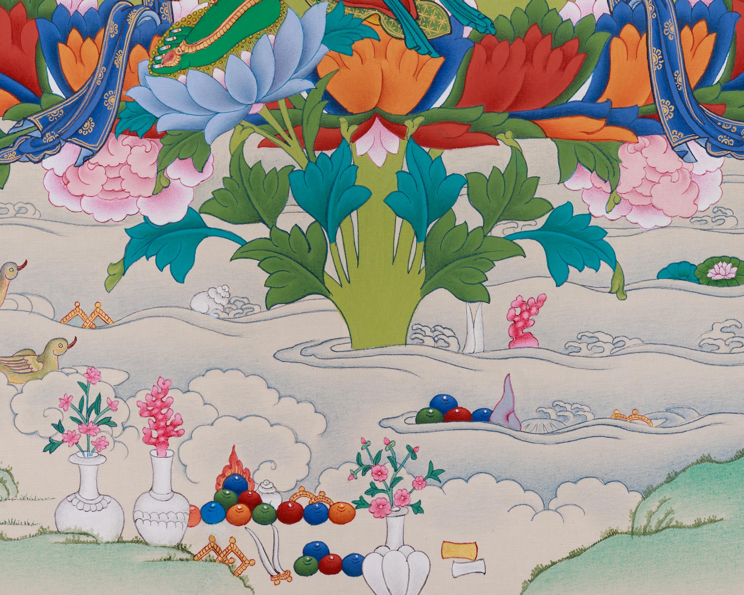 Hand-Painted Green Tara Protection Deity Thangka | Mother of Liberation