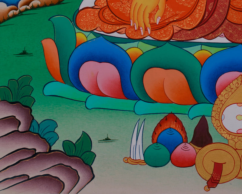 Hand Painted Shakyamuni Buddha Thangka | Tibetan Buddhist Wall Art