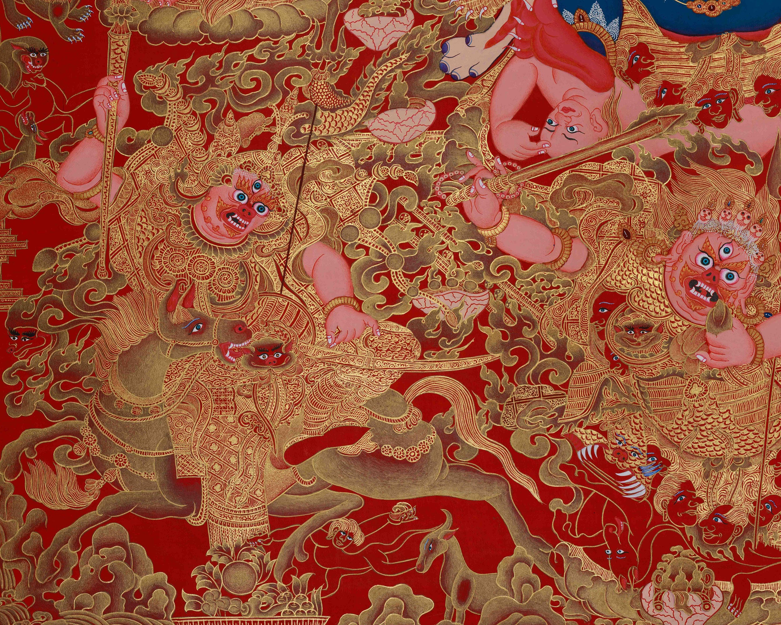 Golden Fury, The Mighty Mahakala Protector in Six-Arms | A Powerful Guardian of Spiritual Enlightenment