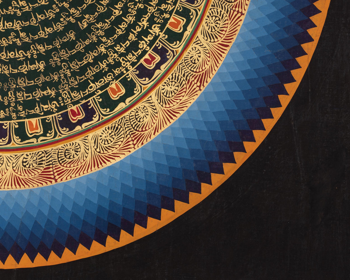 Mantra Mandala Spiritual Thangka | Sacred Mantras and Meditation Altar