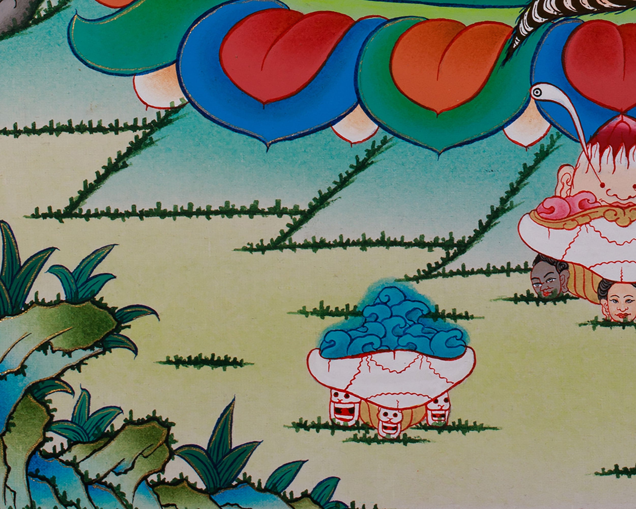 Four Armed Mahakala Thangka With Consort | Wrathful Dharmapala Wall Art