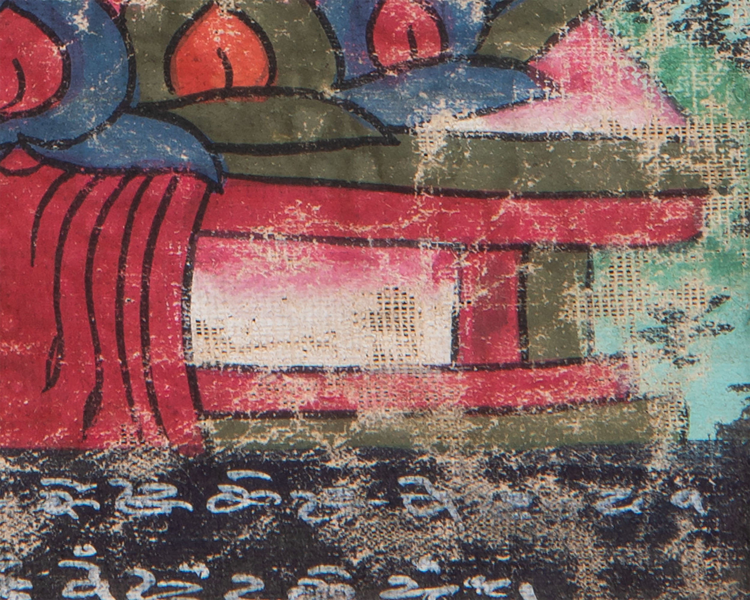 Vintage Amitabha Buddha Thangka | Brocade Mounted Thangka | Tibetan Wall Decoration Art