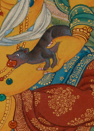 Guardian of Wealth Jambhala Thangka | Divine Blessings of Fortune & Well-Being