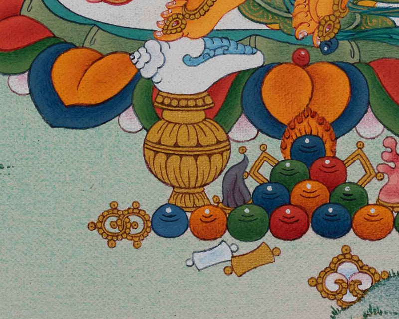 Yellow Dzambhala Thangka - Beacon of Wealth and Fertility | Himalayan Art