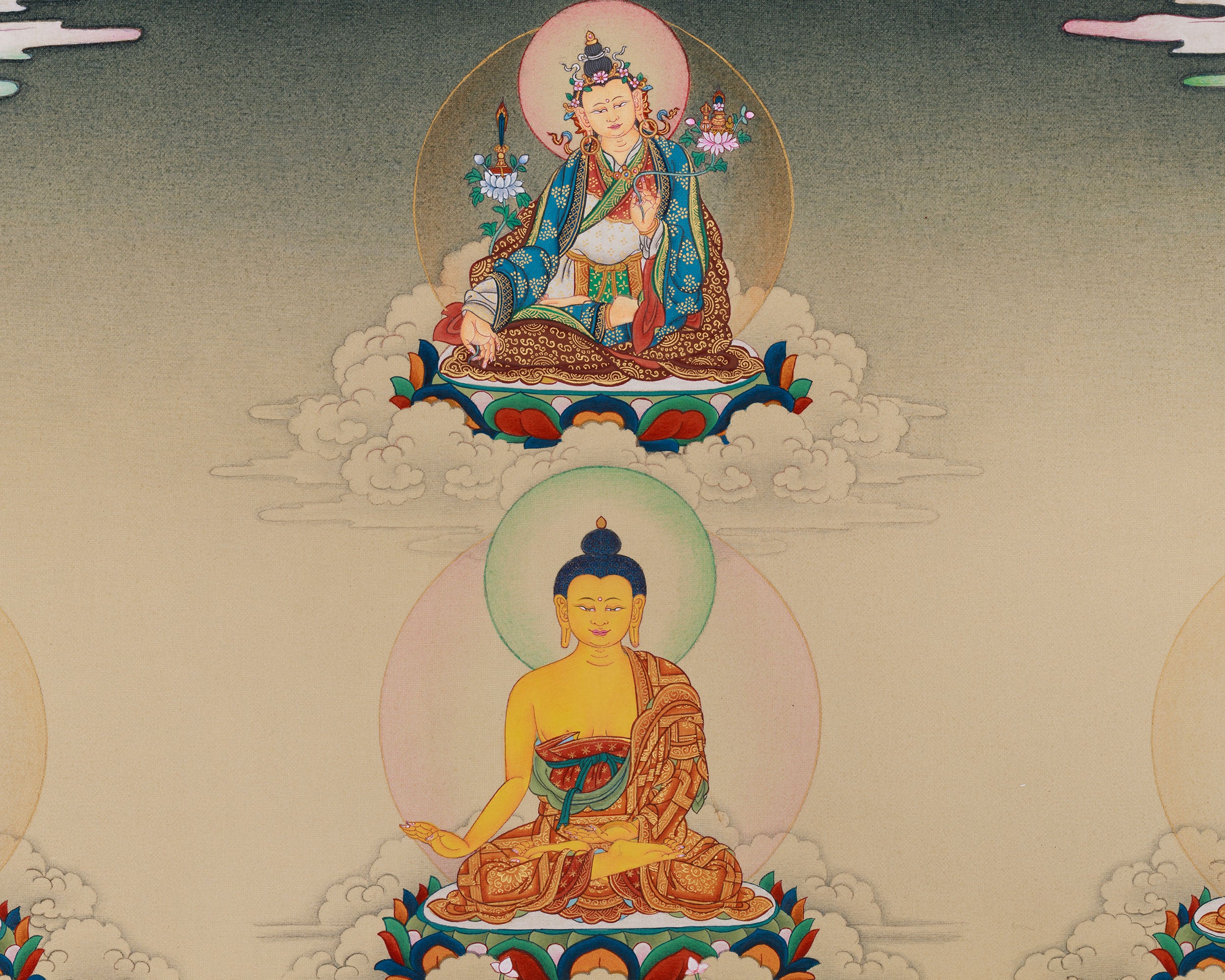 8 Medicine Buddha with Yuthok and Shanglon Dorje Dudul Thangka | Bhaisajyaguru Artwork