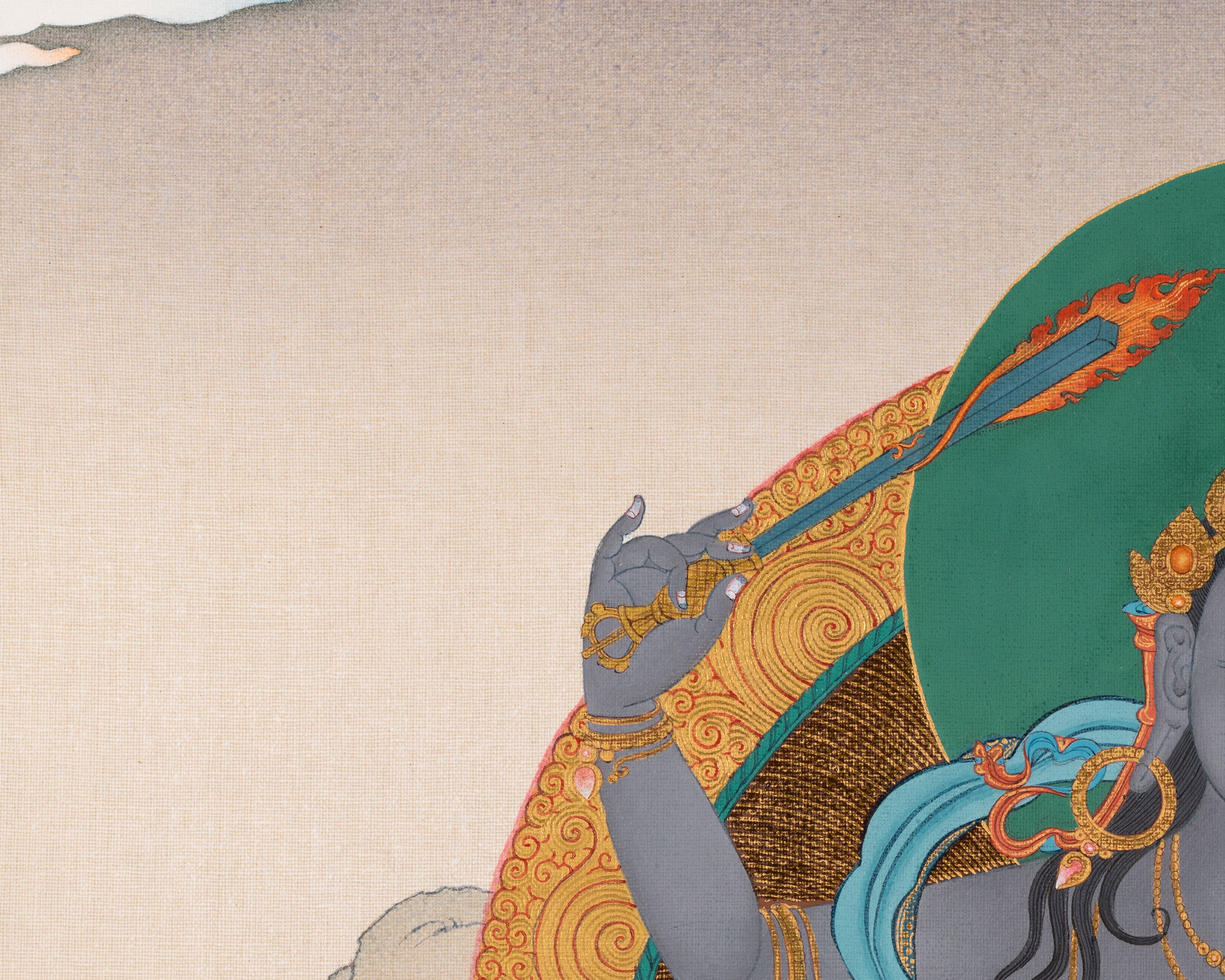 Black Manjushree Thangka Print | High Quality Manjushree Canvas Print | Wall Decor