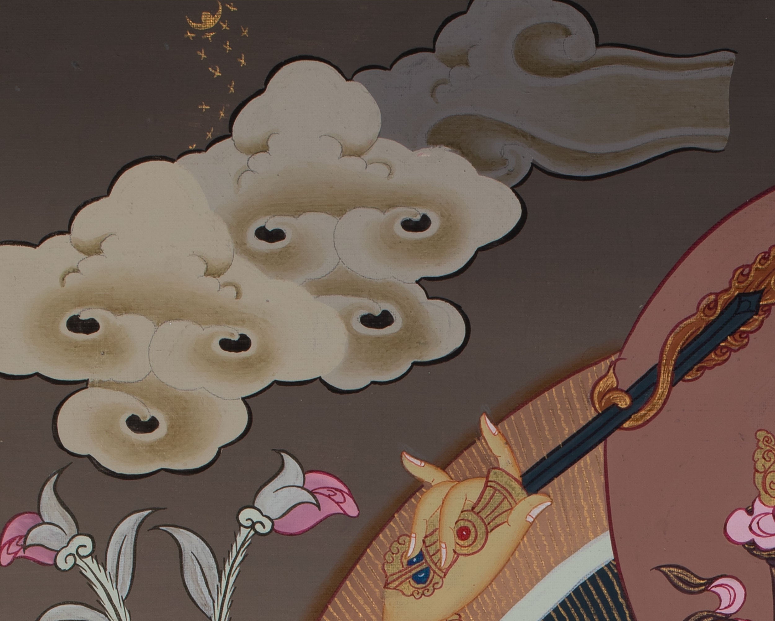 Manjushri Thanka | Tibetan Bodhisattva with Flaming Sword of Wisdom