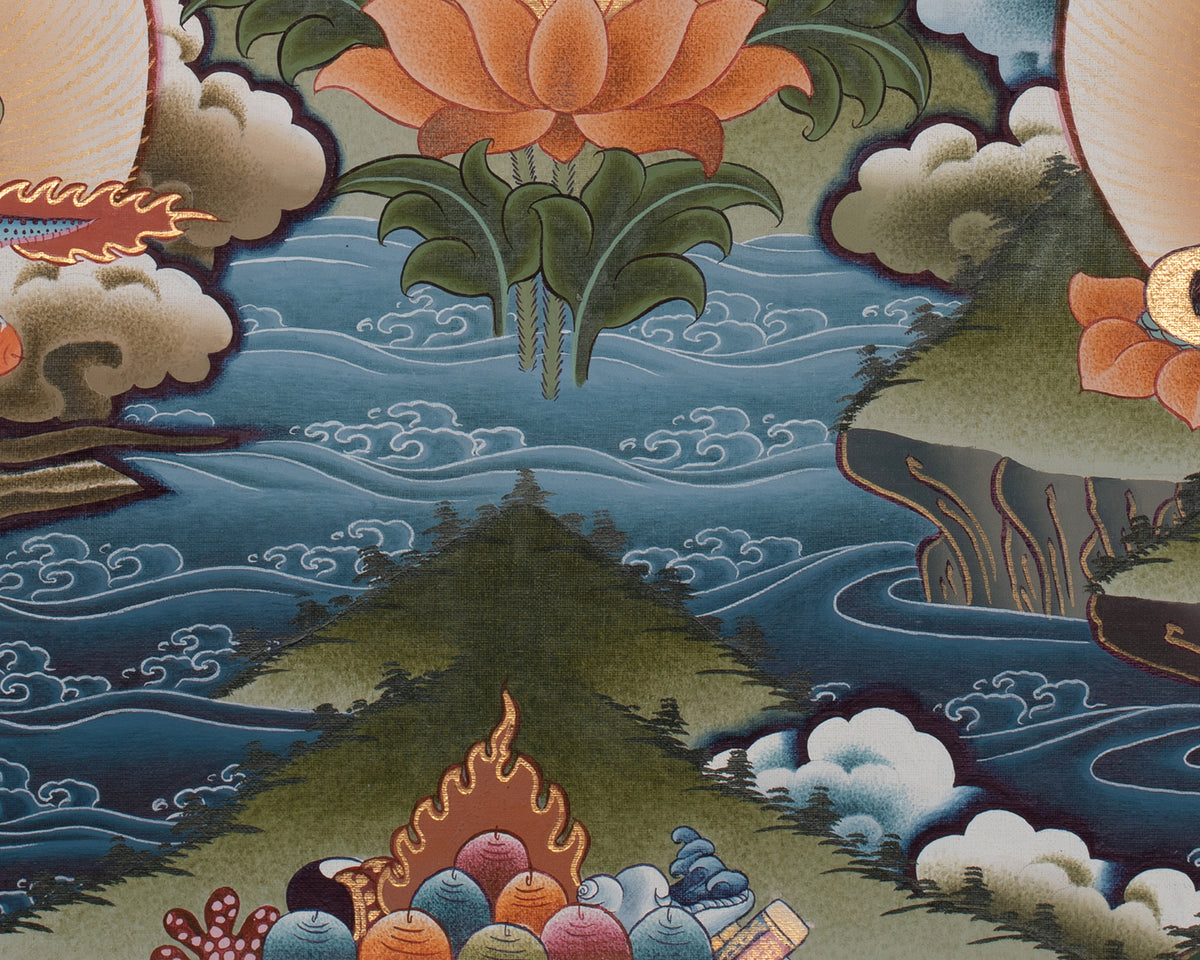 Dzambala Kubera Thangka Art | Divine Wealth and Prosperity | Home with Wealth and Good Fortune |