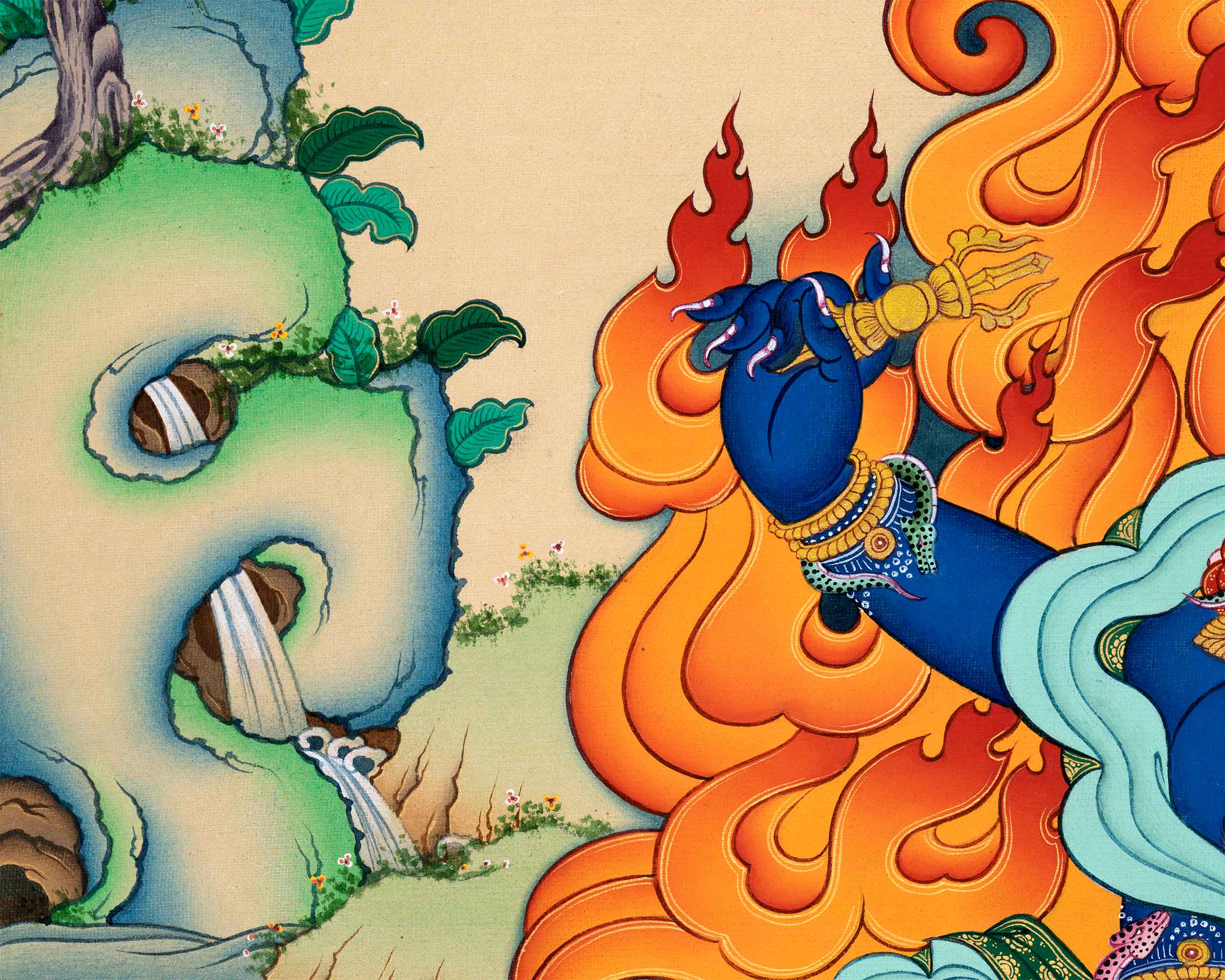 Vajrapani Thangka Print's Fearless Aura | Fearless and Mighty | Thangka Print for Spiritual Strength