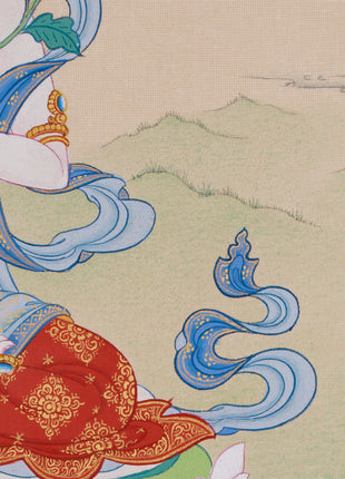 Goddess of Longevity White Tara Thangka | Buddhist Healing Arts