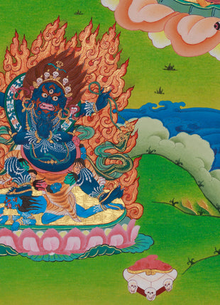 Yidam Hevajra Yab-Yum Thangka | Vajradhara & Mahakalas