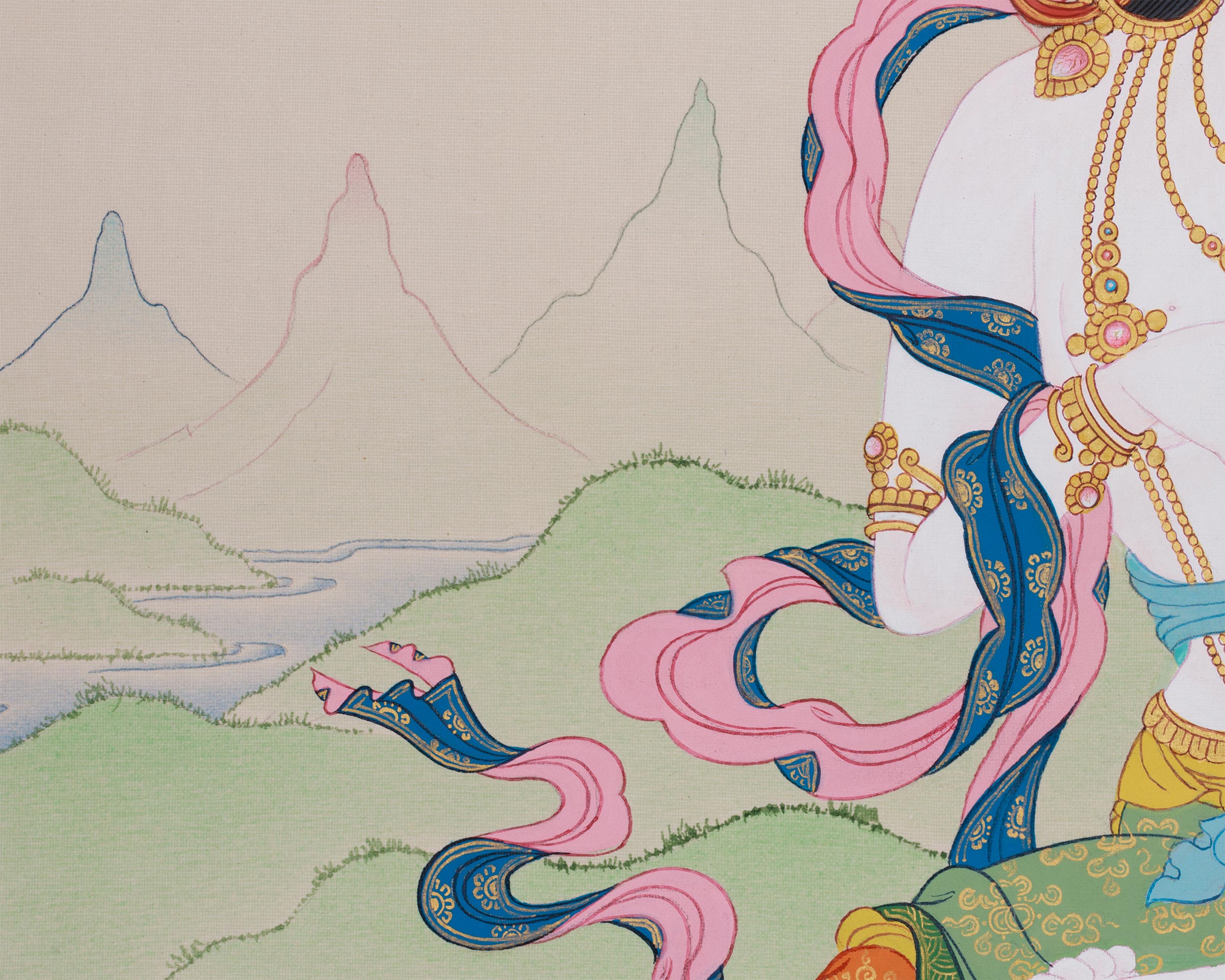 Traditional Dorje Sempa Painting | The Vajrasattva Deity of Purity and Transformation