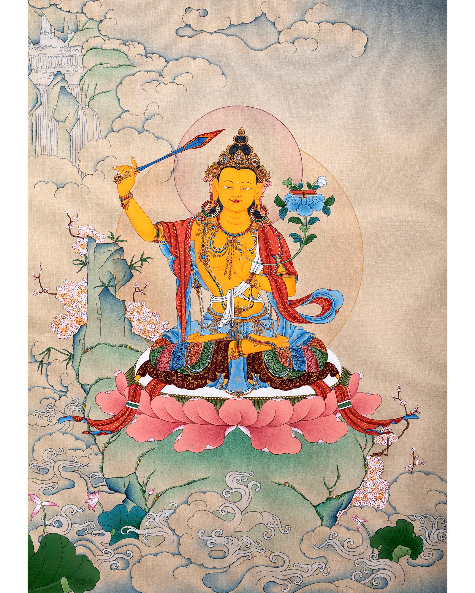 Manjushri, Manjushree Thangka, Tibetan Thangka Painting