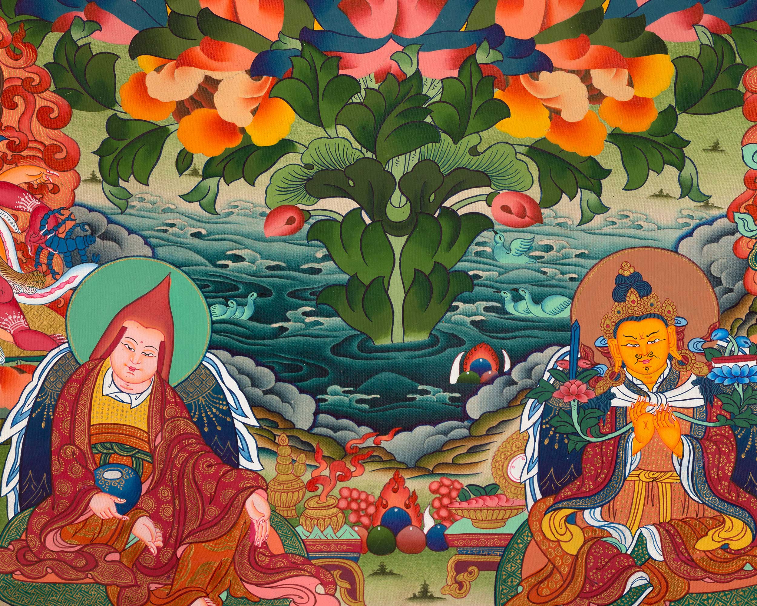 Guru Rinpoche Thangka | Eight Manifestation of Guru Padmasambhava |  Lotus Born Master of Buddhism | Thangka Painting for Meditation