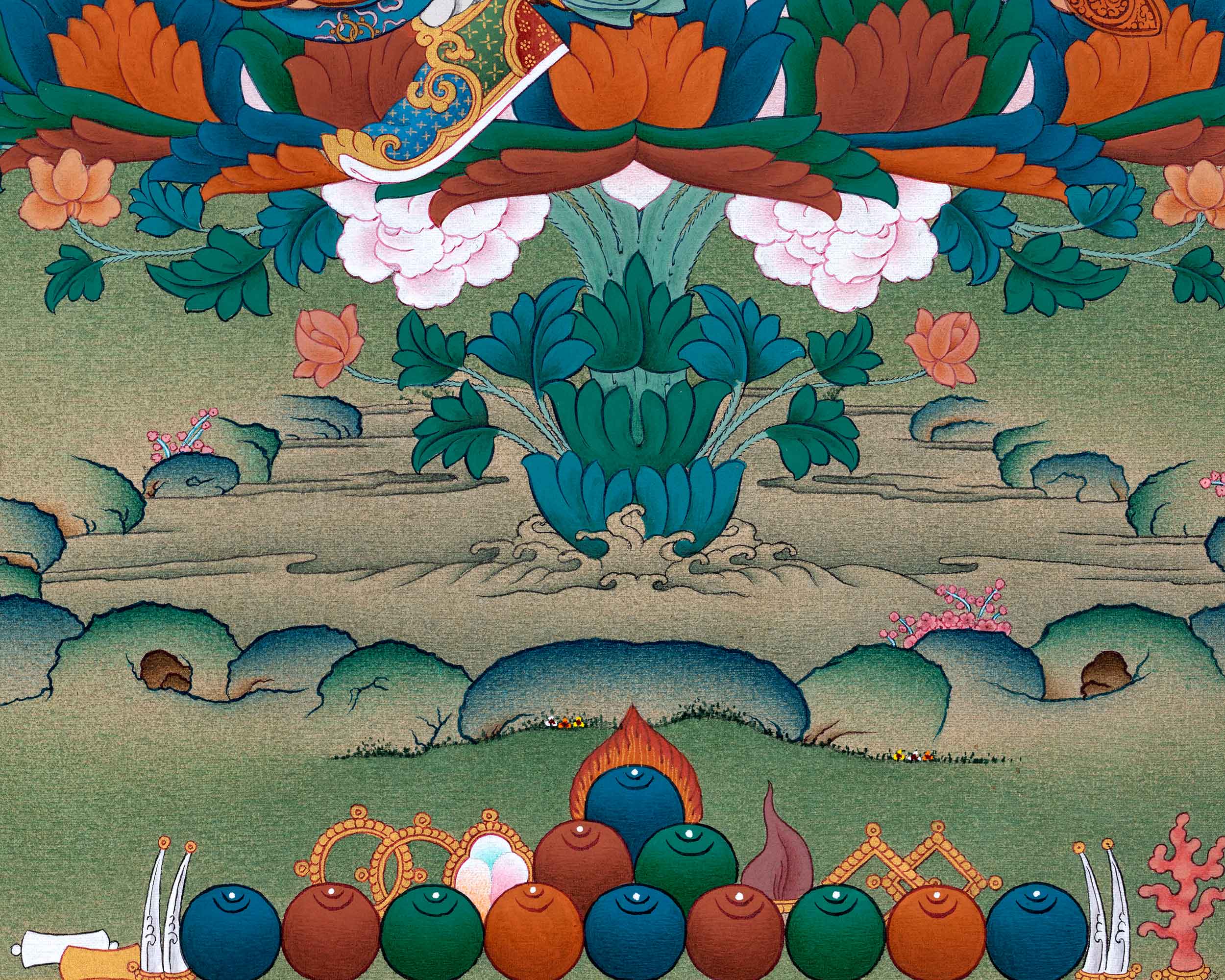 Traditional Tibetan Thangka Art For Padmasambhava Chant | Highly Revered Buddhist Master Guru Rinpoche