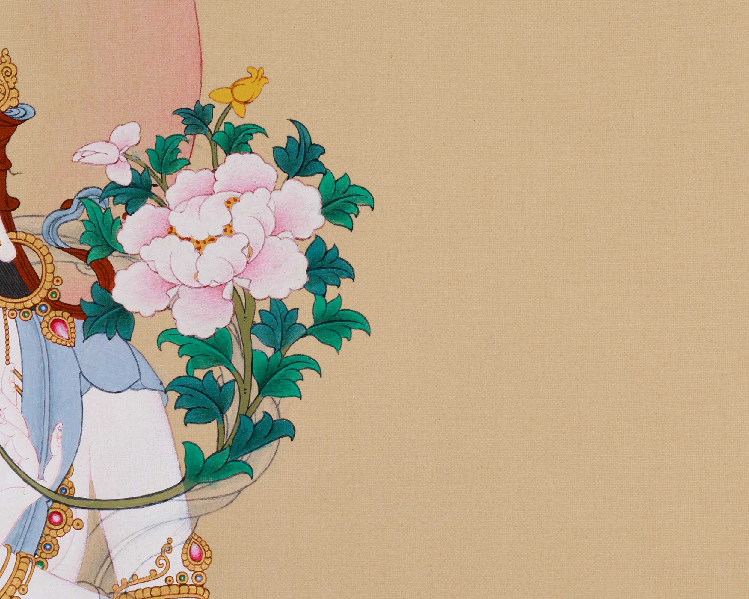 Seven-Eyed Goddess White Tara Thangka | Tibetan Female Buddha Who Sees All and Heals All