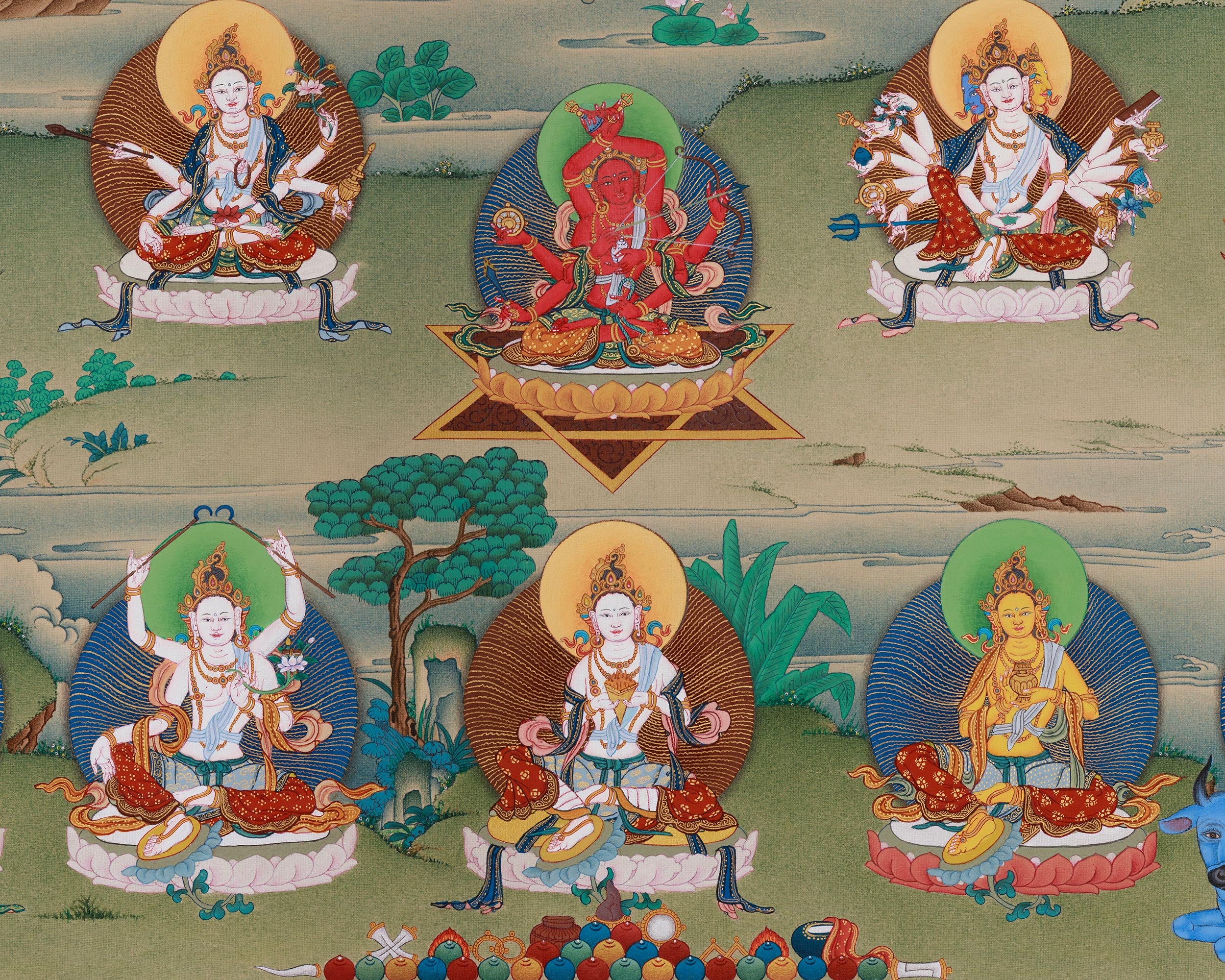 Himalayan 21 Tara Surya Gupta Thangka | Sacred Artwork