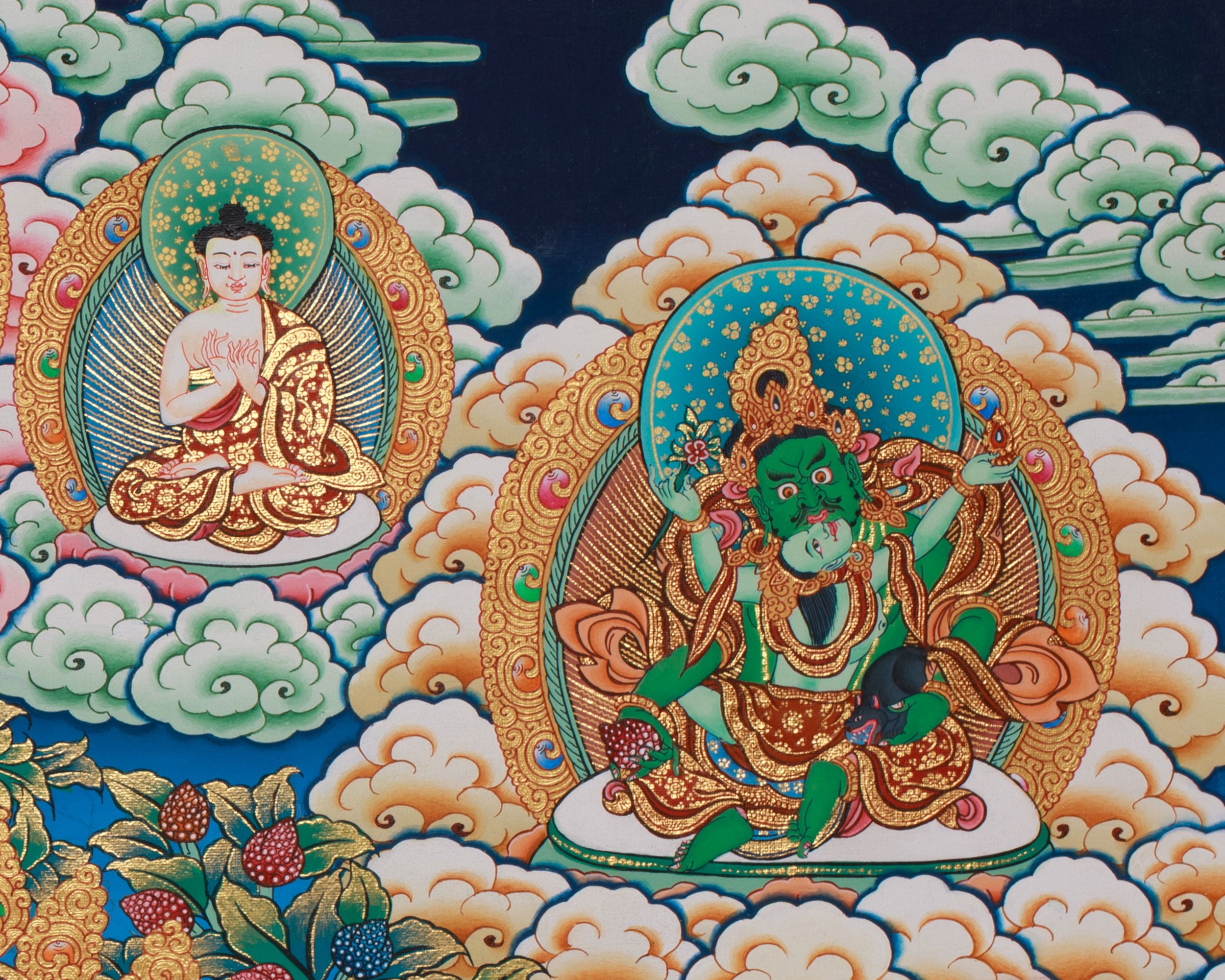 Dzambhala Wealth Deity Thangka | Sacred Hand-Painted Tibetan Art for Abundance