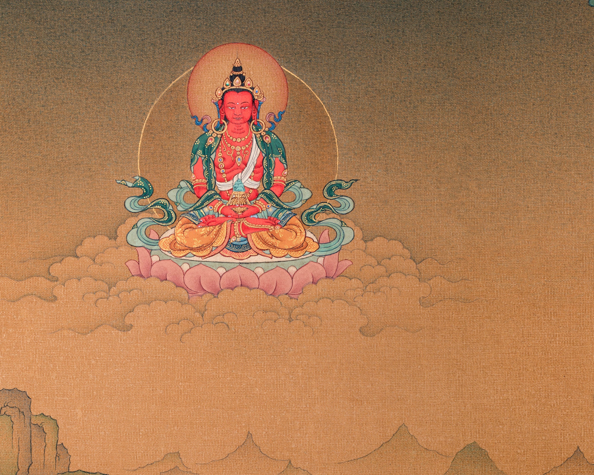 Female Bodhisattva, White Tara Canvas Print | With Amitayus and Namgyalma