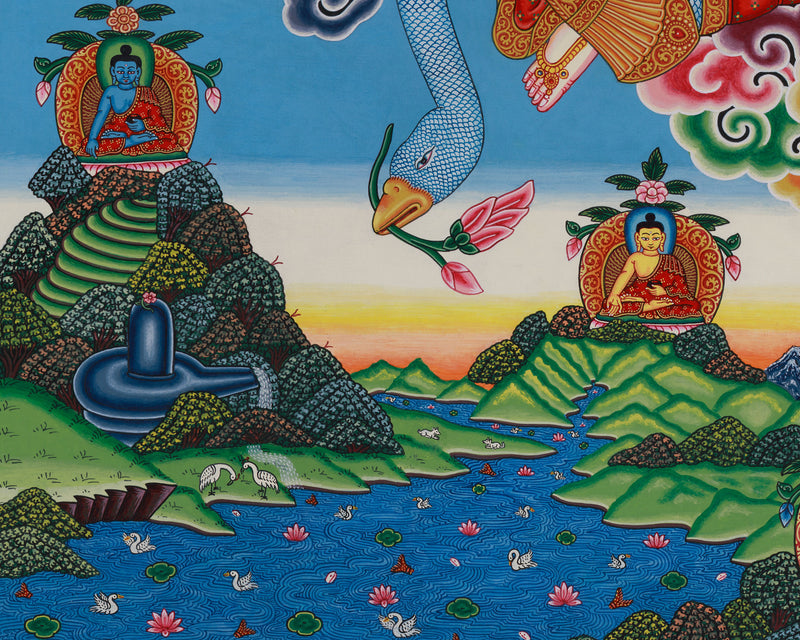 Goddess Saraswati Thangka | Sacred Art for Knowledge and Meditation