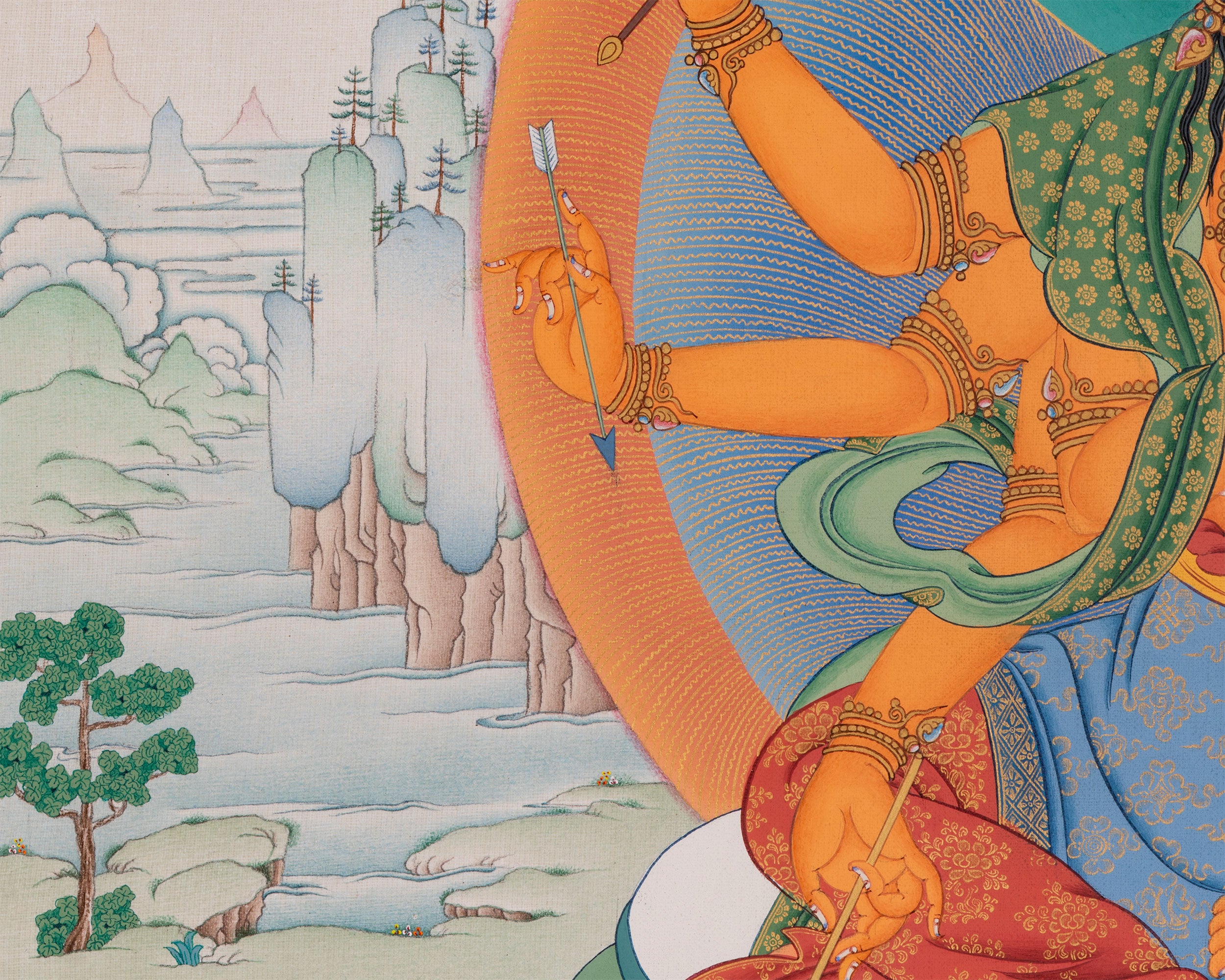Goddess Marichi Thangka Print | Eight Armed Protector Deity | Canvas print