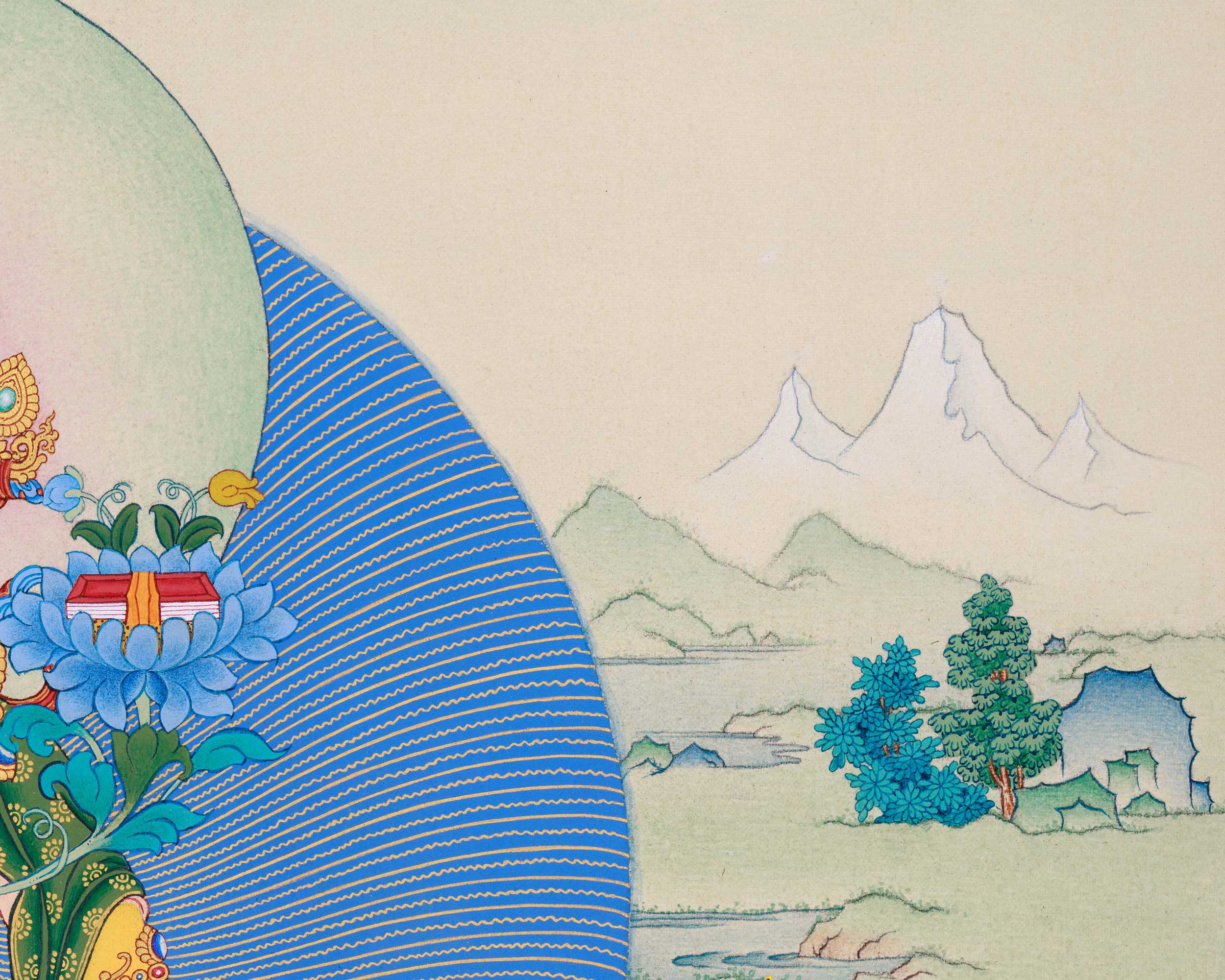 Bodhisattva Manjushree Thangka Print | Bodhisattva of Wisdom | Wall Decors