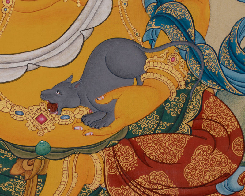 The Wealth Deity, Yellow Dzambhala's Blessings | Exquisite Details with Lhasa Stone and 24K Gold