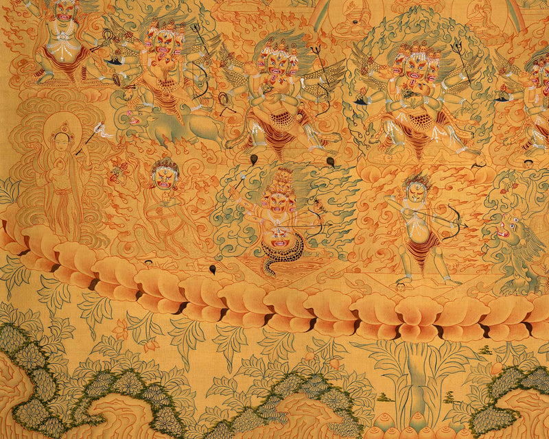 Guru Padmasambhava Lineage Tree Thangka | Hand-painted Buddhist Art | Fine Art For Wall Decor