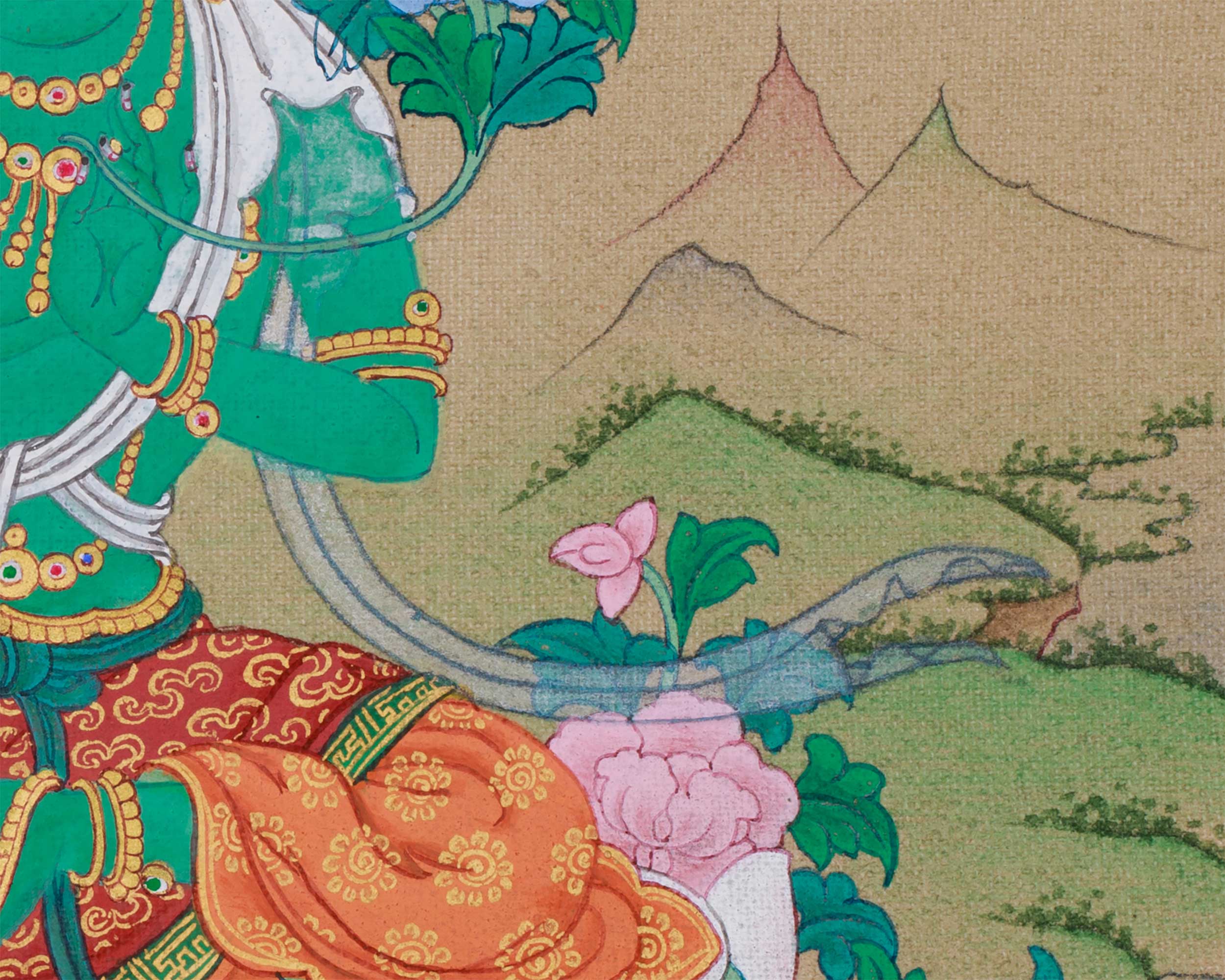 Handmade Green Tara Painting | Goddess of Compassion, Wisdom, and Swift Blessings