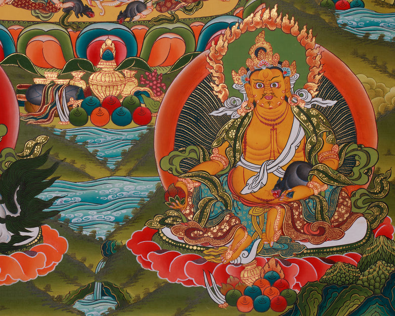 Hand-Painted White Mahakala Thangka | Wrathful Guardian of Wealth and Protection