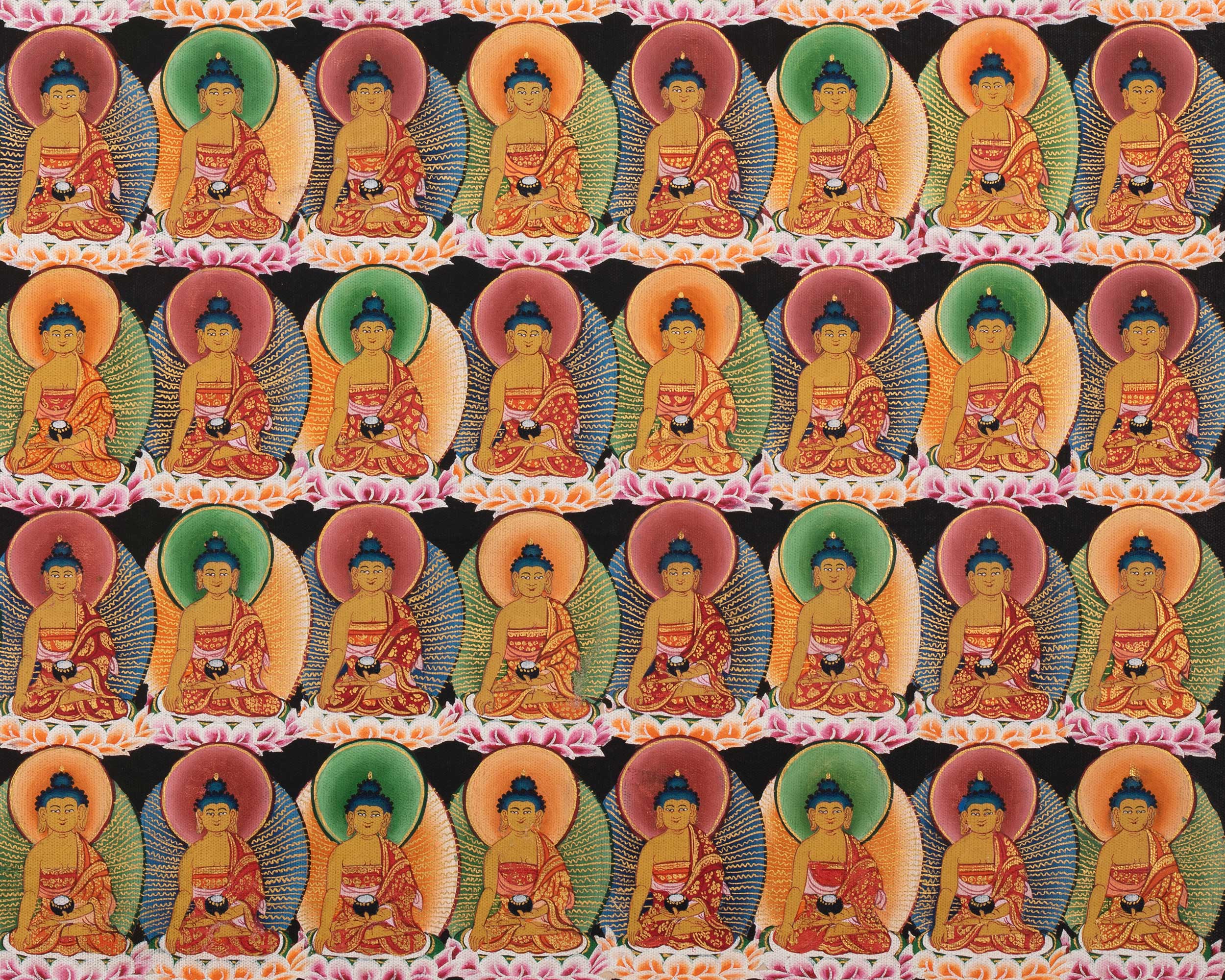108 Seated Buddha Thangka | Yoga Meditation Canvas Art for your Peace and wellbeing