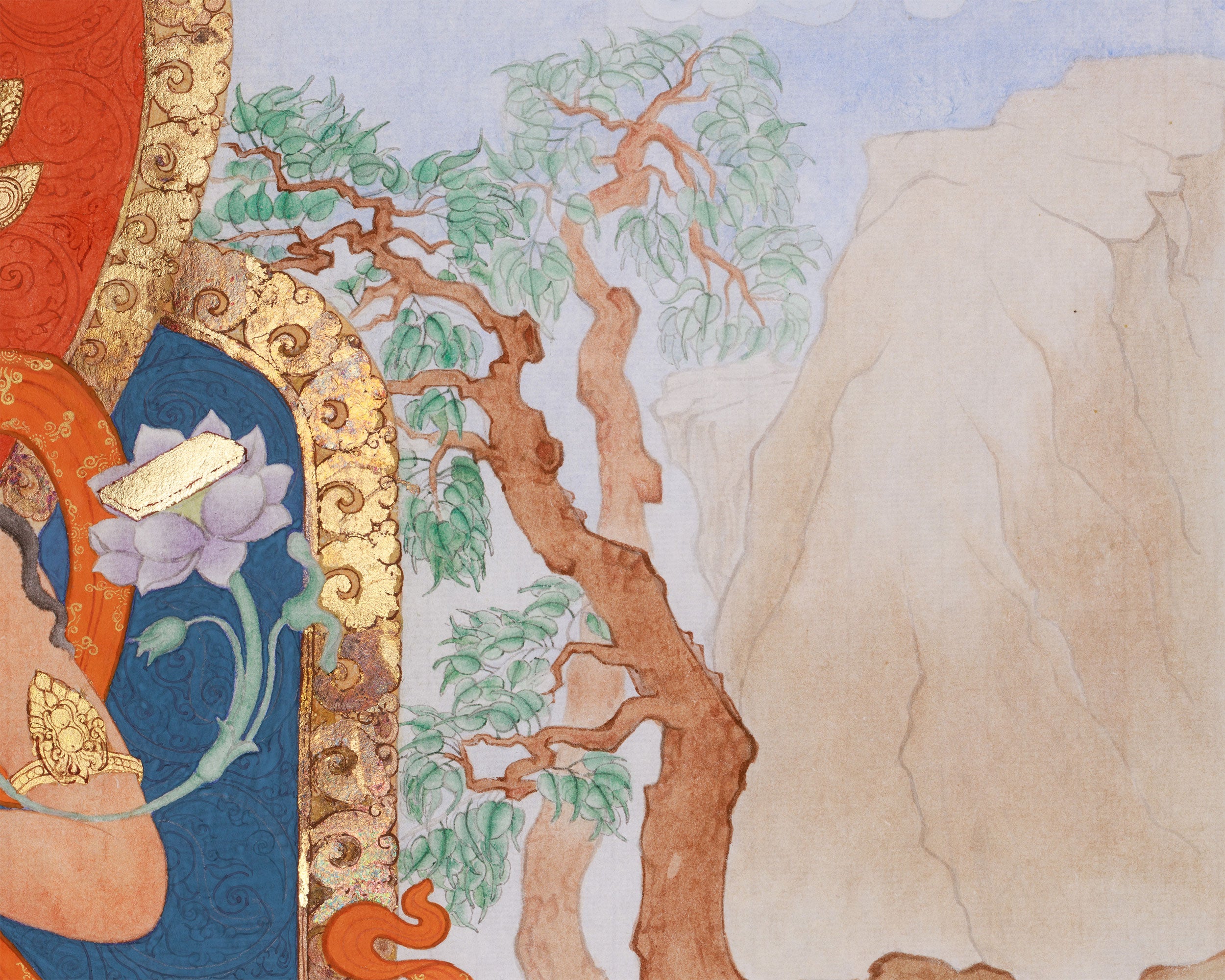 Giclee Canvas Print of Manjushri | Contemporary Fusion of Paubha & Chinese Artistry