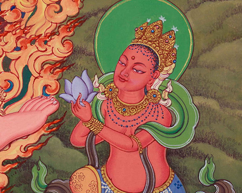 Traditional Vajrayogini Thangka  Print | Print on Cotton Canvas | Dakini Deity
