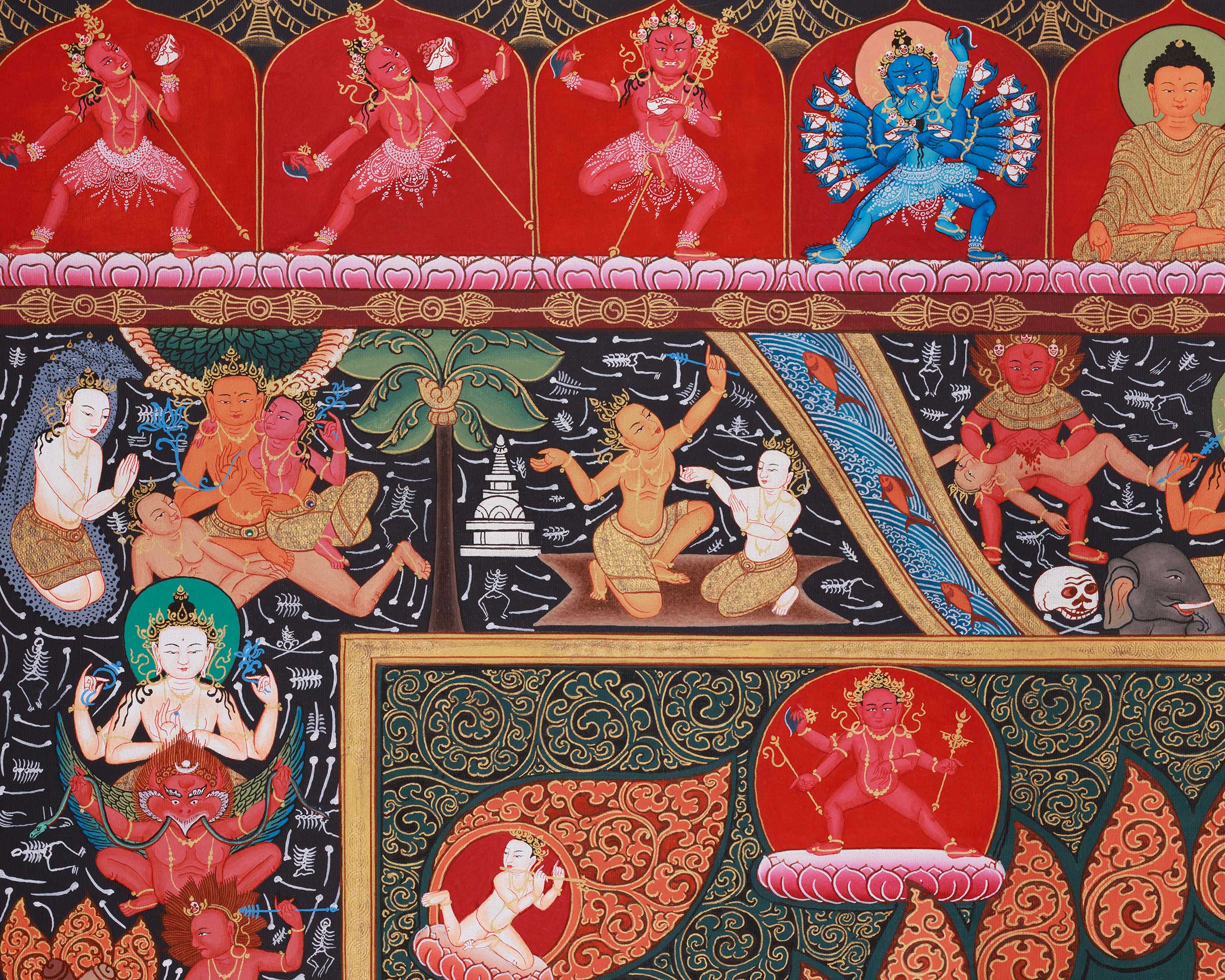 12-Armed Chakrasamvara Thangka | Yidam Deity of Enlightened Union and Transformative Energy