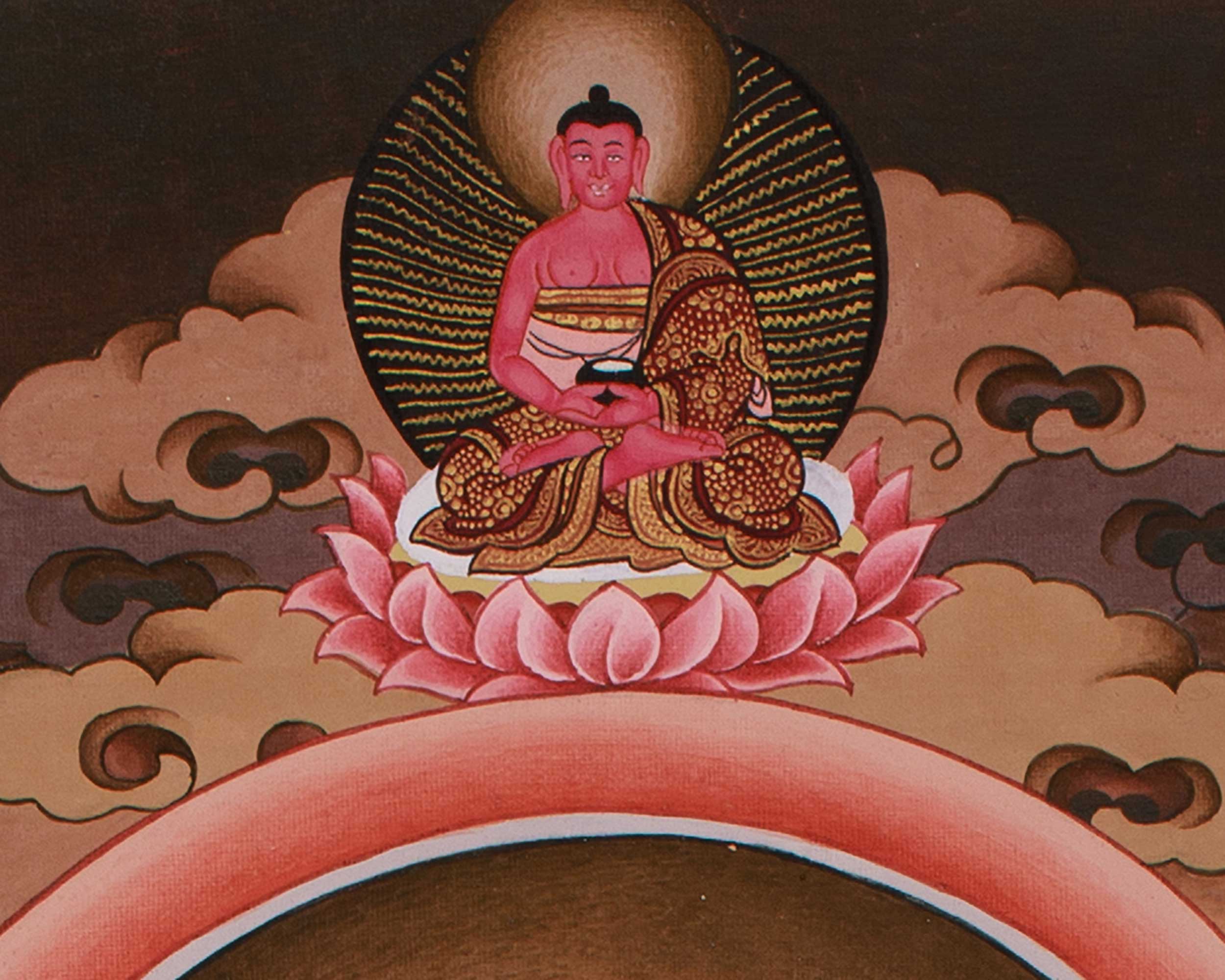 Traditional Thangka of Medicine Buddha with Amitabha | Healing Deity