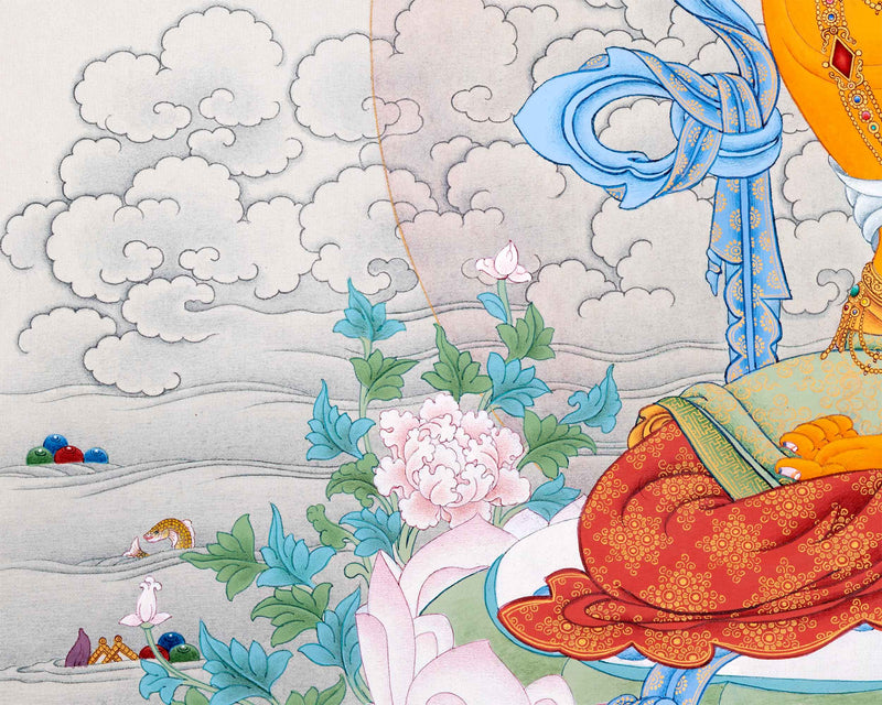 Hand Painted Manjushree Thangka | Divine Wisdom and Enlightenment Art | Buddhist Artwork
