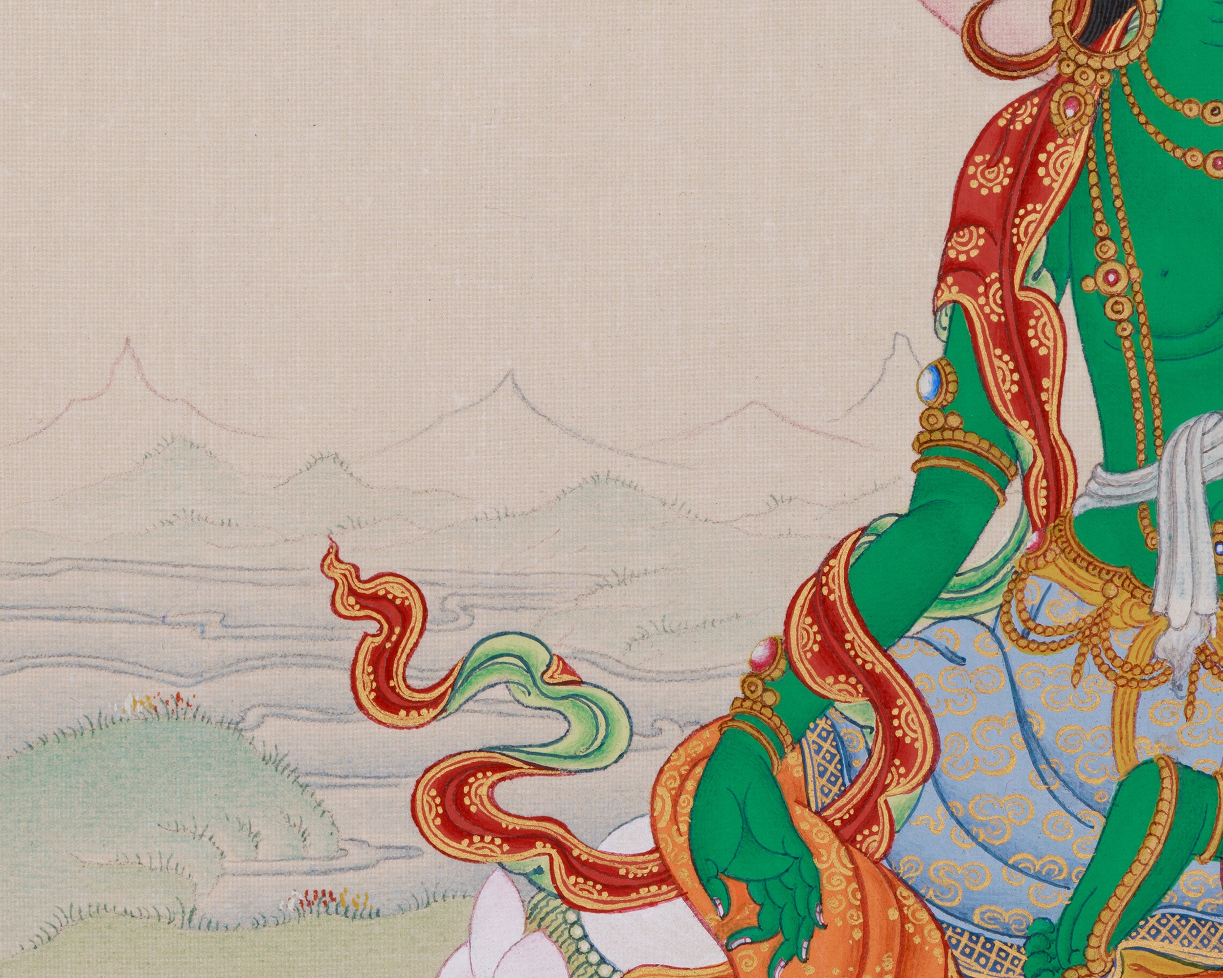 Sacred Thangka of Green Tara | The Divine Protector of Compassion