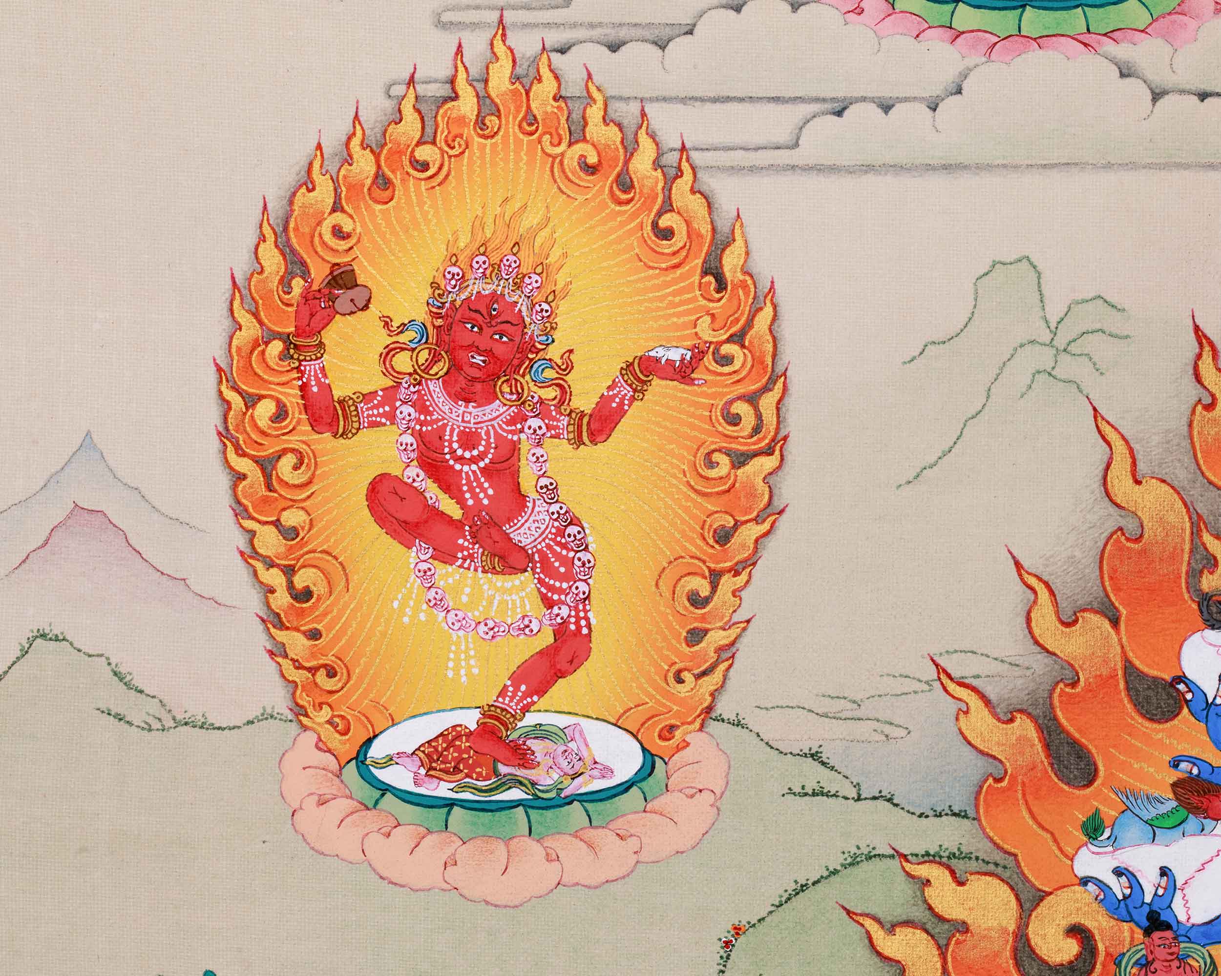 Wrathful Deity Hevajra Thangka Print | Great Compassion and Enlightened Wisdom