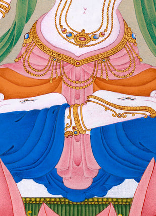 Radiant Grace: An Exquisite White Tara Thangka, Unique Depiction in Exceptional Quality