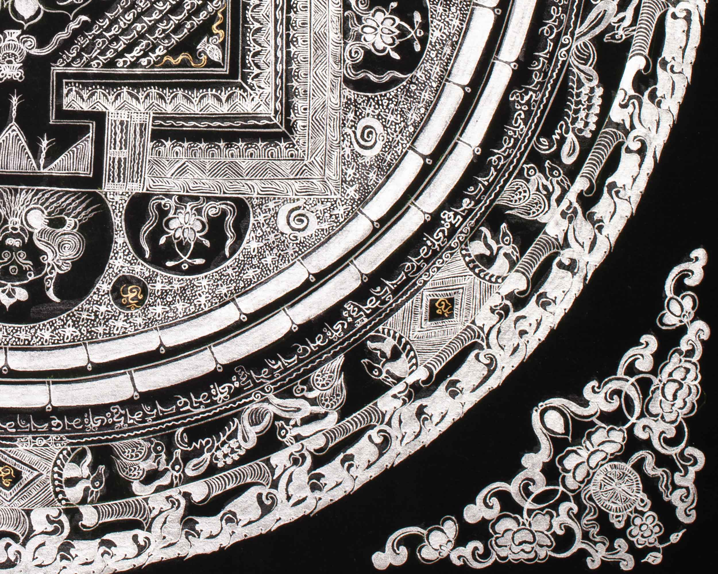 Tibetan Mantra Mandala Thangka | Pure Silver High-Quality Mandala