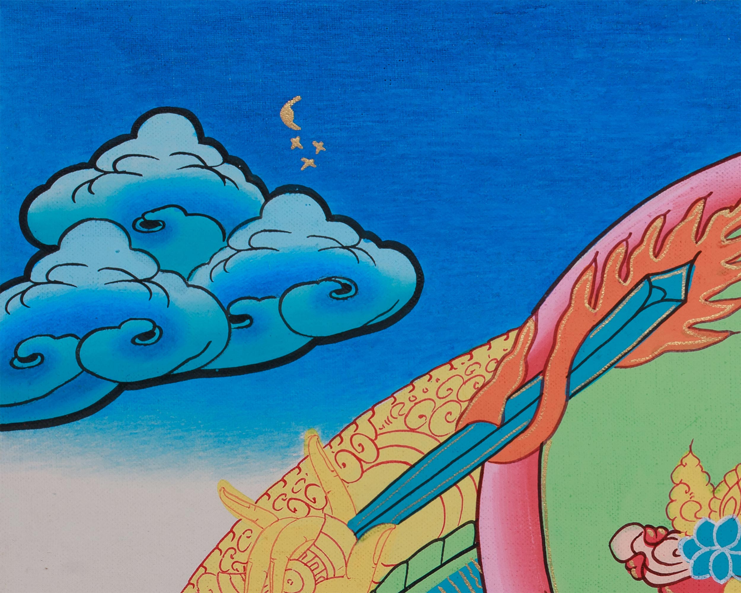 Manjushri Wall Hanging Thangka | Hand-Painted Tibetan Buddhist Art