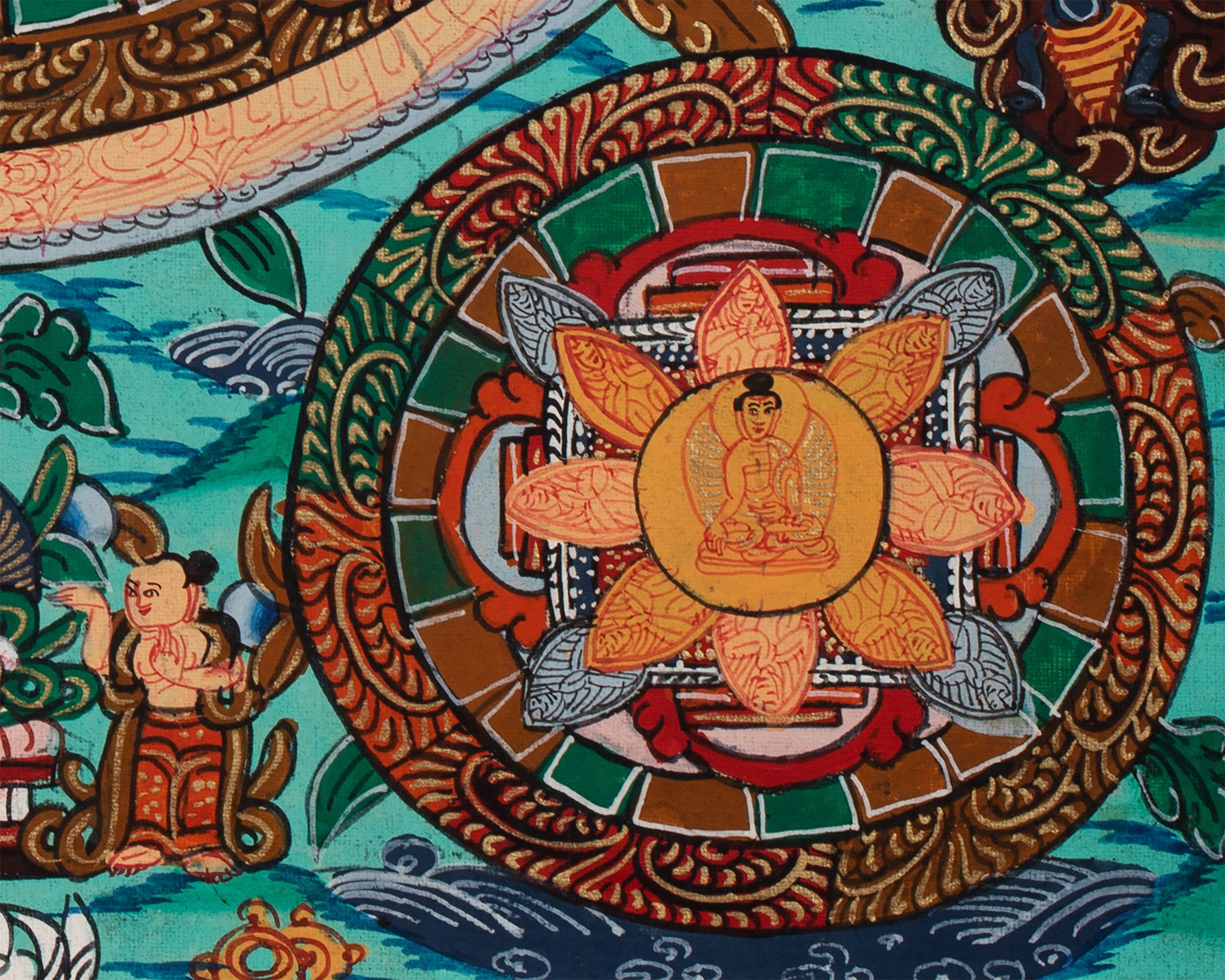 Five Buddhas Mandala | Spiritual Art for Altar space | Mindfulness Meditation Gifts