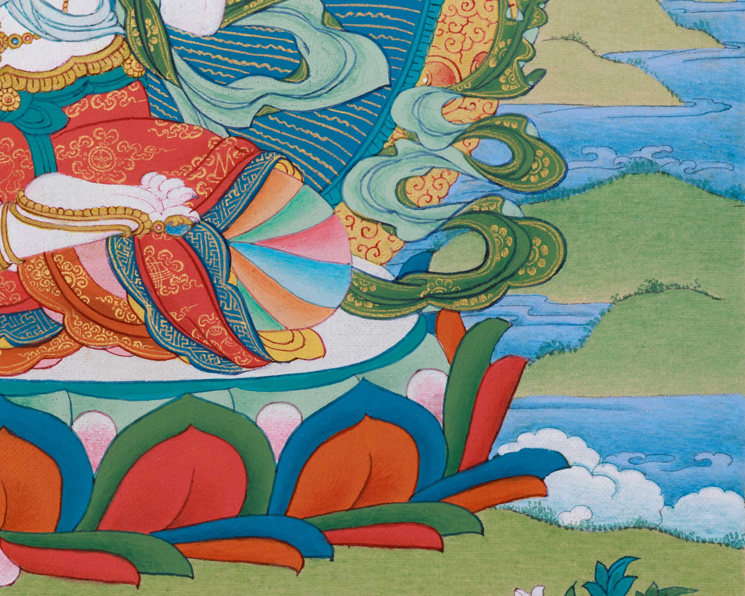 Small Chenresig Thangka in 24K Gold