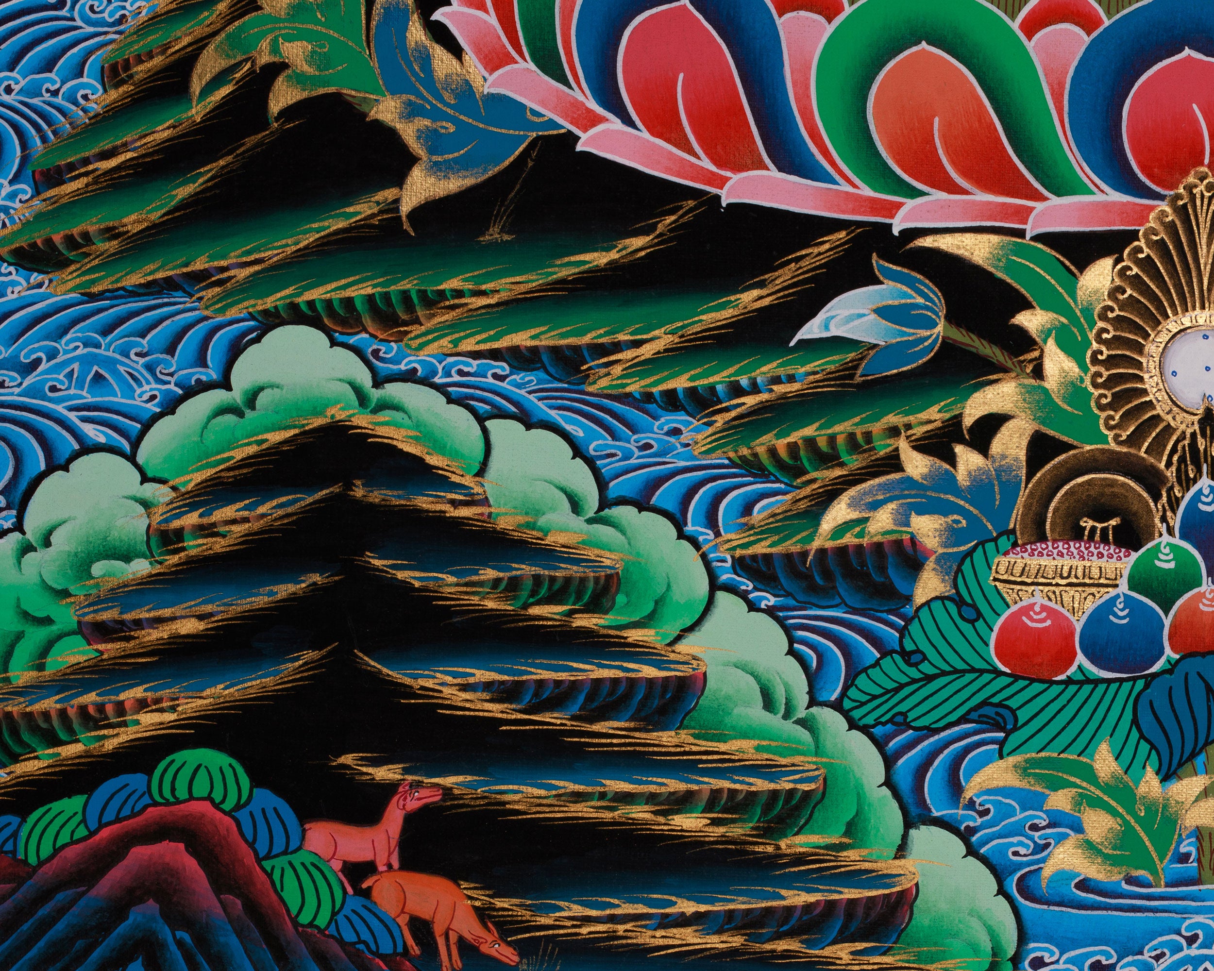 Four Armed Chenrezig Artwork |  Tibetan Thangka of the Bodhisattva of Compassion