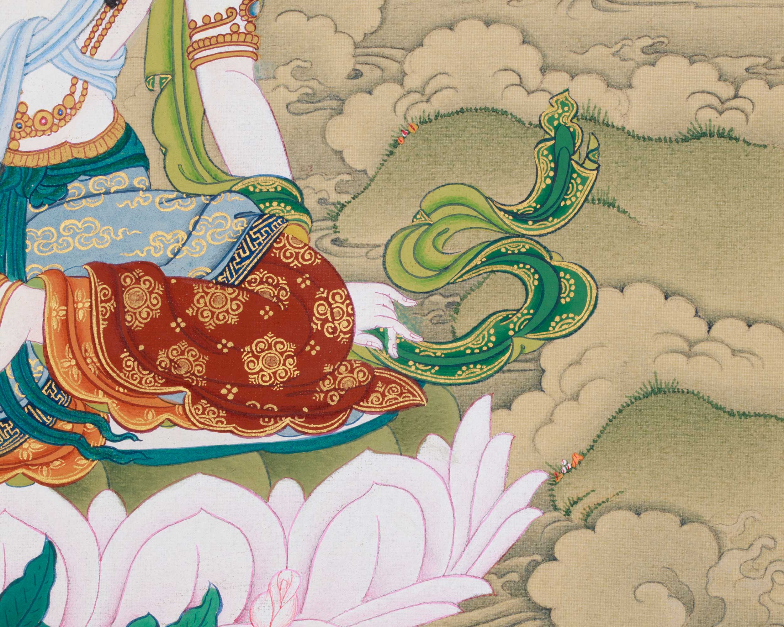 Two-Armed Chenrezig with Amitabha Thangka | Embodying Compassion and Infinite Light