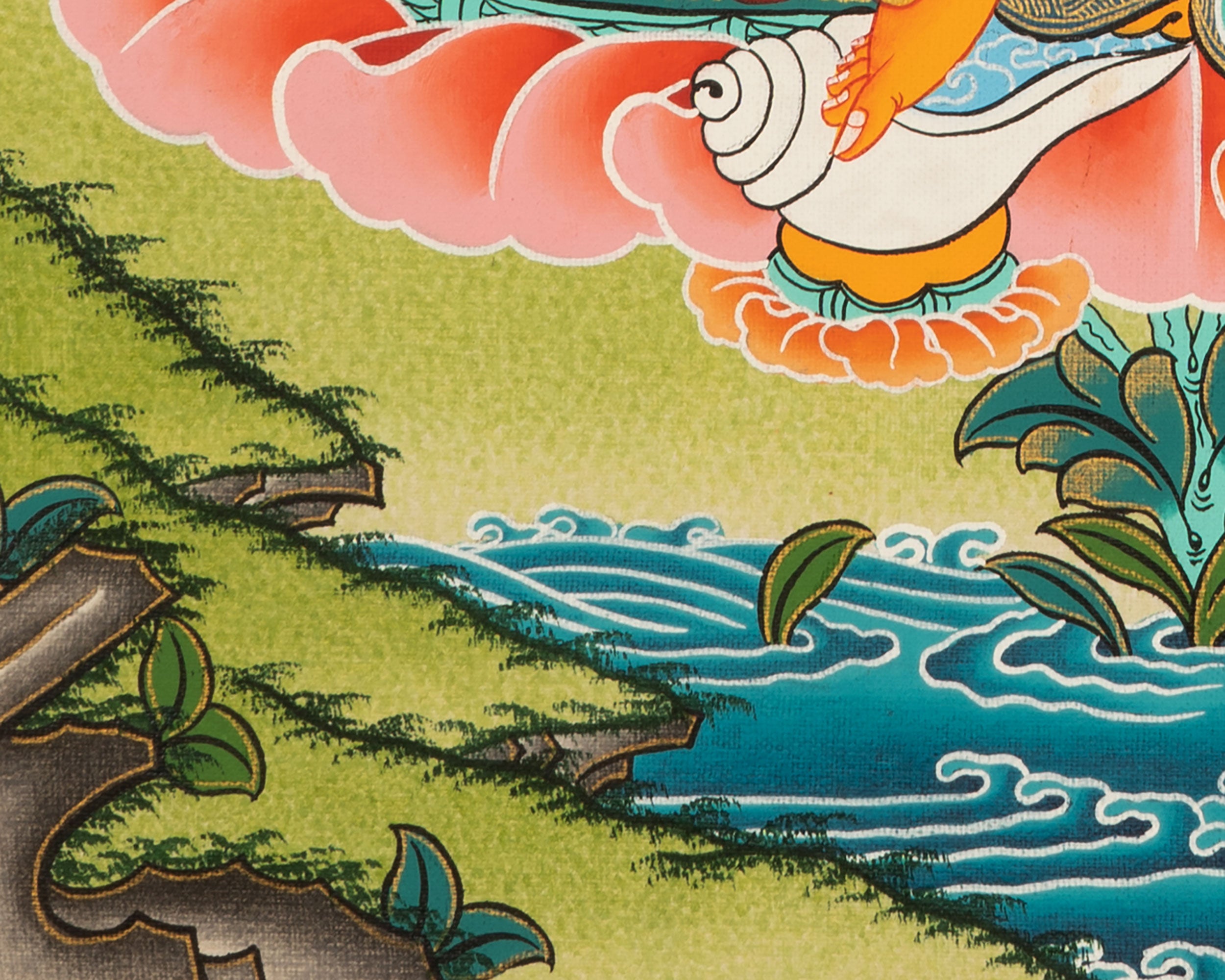 Handpainted Dzambala Kubera | Religious Thangka Art | Wall Decors