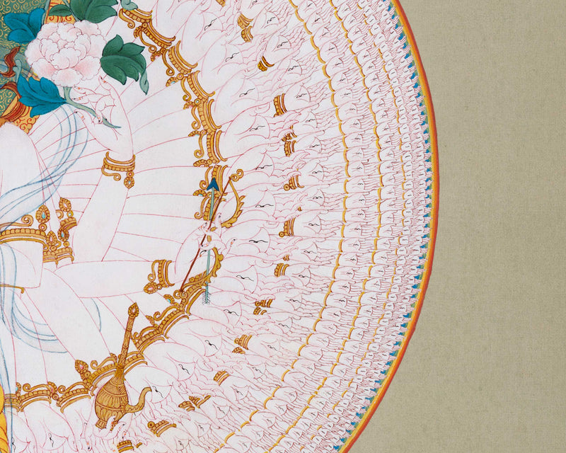 Thangka Of 1000 Armed Chenresig | Hand Painted Avalokitesvara Art | Buddhist Wall Decors