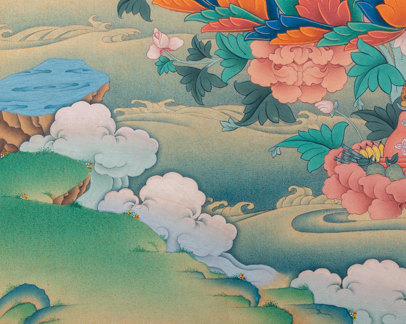 Lotus-Born Guru Rinpoche Thangka | Tibetan Buddhist Masterpiece