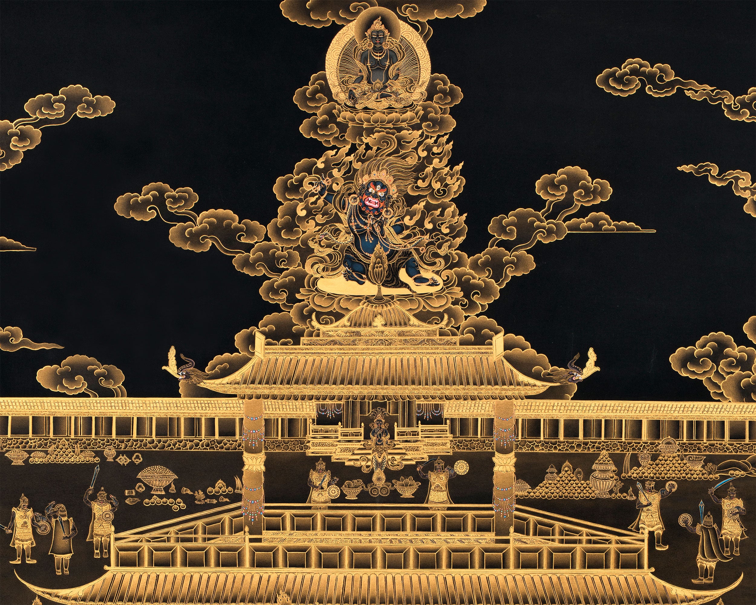 Exclusive Namtoshe Palace Canvas Print | Tibetan Wealth Deity in Nakthang Style