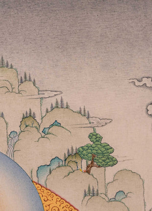 Four-Armed Avalokiteshvara Thangka Artwork Print | Traditional Bodhisattva Chenrezig on Cotton Canvas